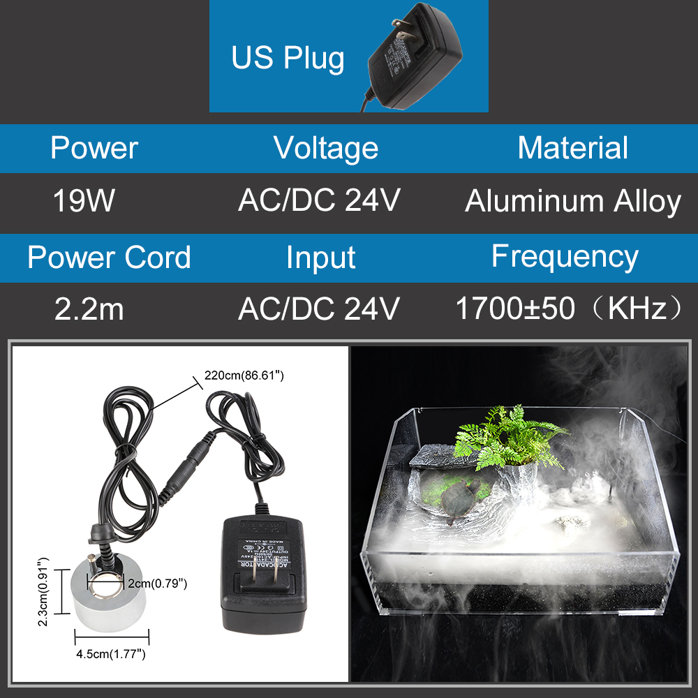 Senzeal Aquarium Ultraschall-luftbefeuchter Nebel-hersteller Fogger Vernebler Zerstäuber Kopf Fisch Panzer Dekoration: uns Stecker-110V