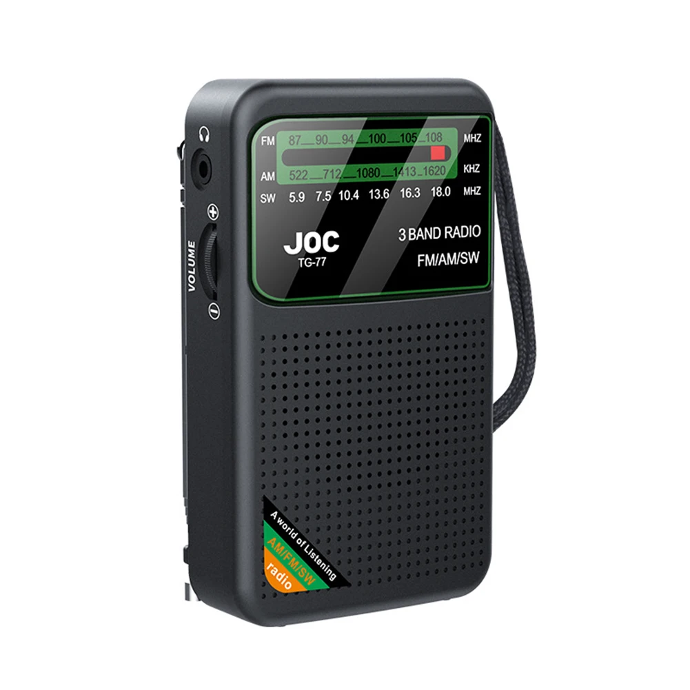 Radio portátil de banda completa, Radio recargable de mano de 3W y 1000mAh con recepción Superior, Mini Radio negra para personas mayores: Default Title