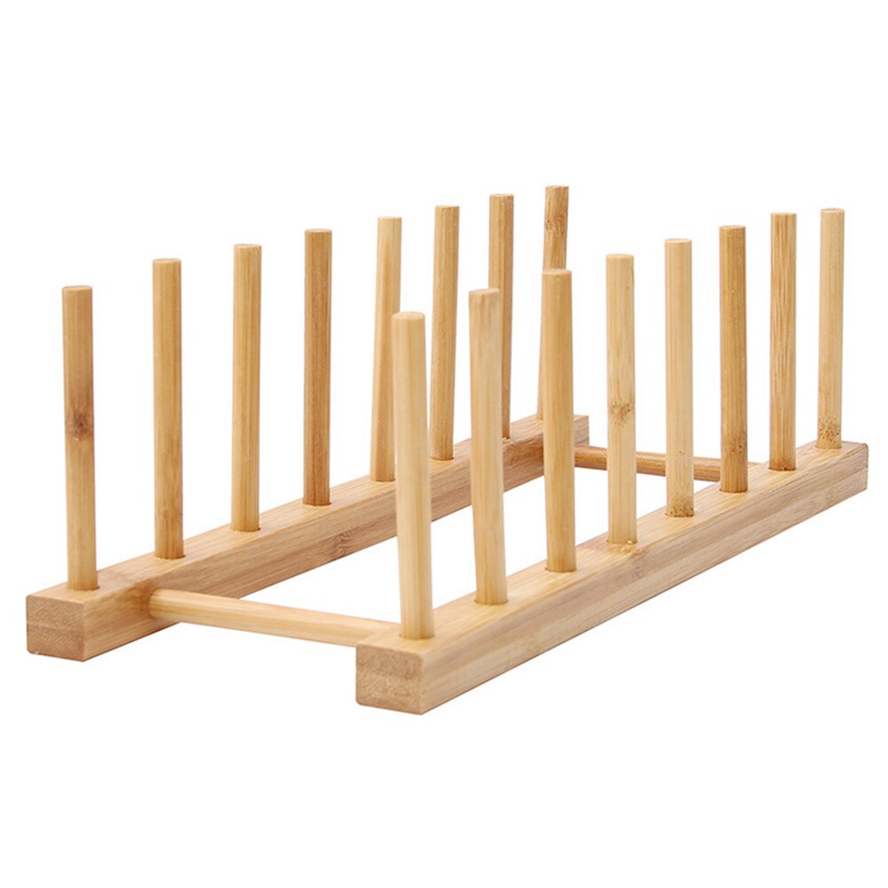 Kitchen Dish Drain Rack Dinnerware Storage Organizer Tray Plate Drying Shelf Wooden Book Cups Display Stand Drainer Holder: 7 cells