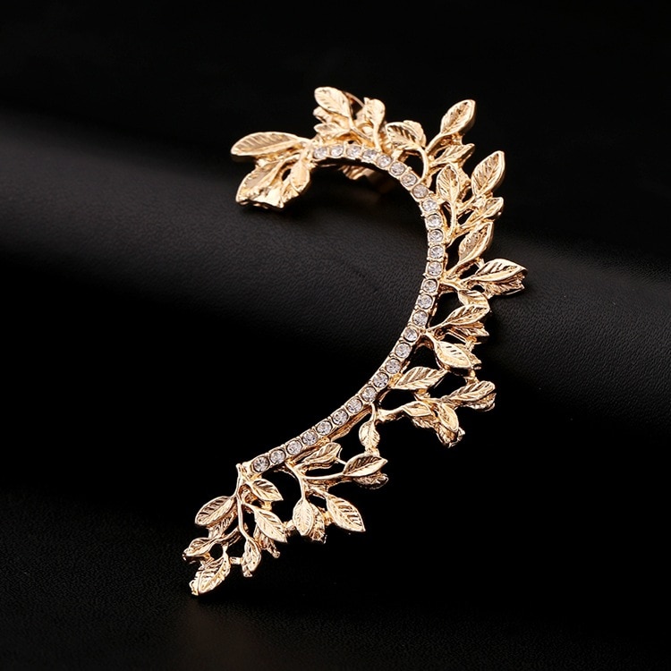 Oorbellen Verkoop Leaf Ear Manchet Gebogen Strass Zinklegering Earcuffs Unieke Sieraden Accessoires Meisje Clip Oorbel