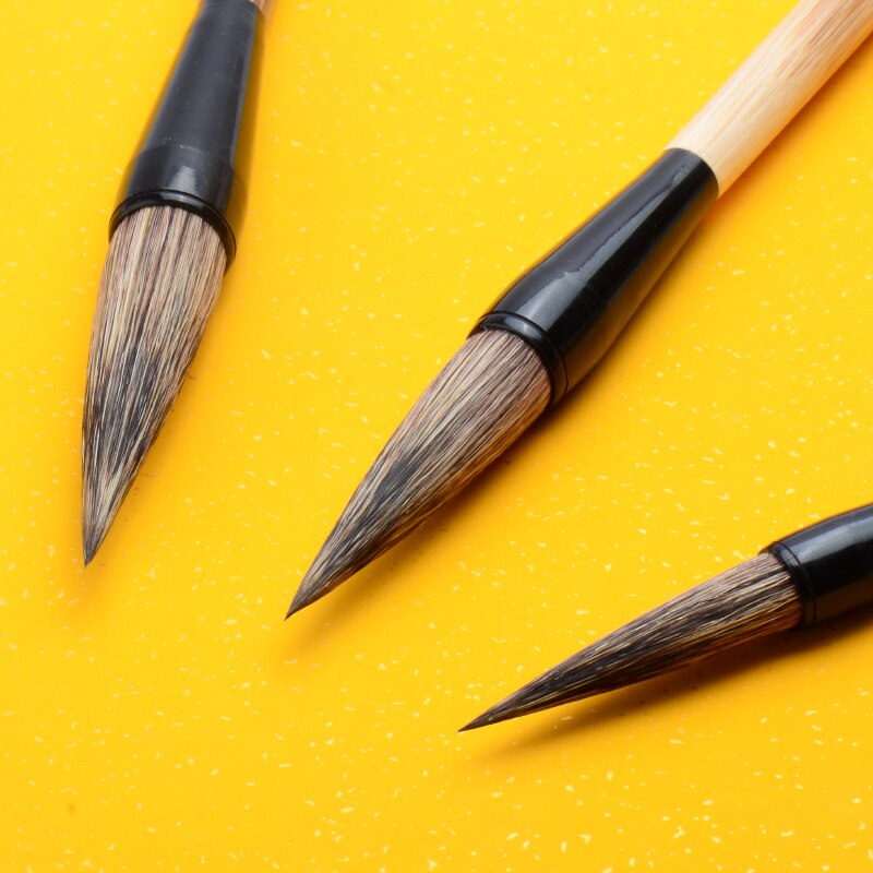 Calligraphy Brush Pen 3pcs/set Stone Badger Hair Brush Pen Set Caligrafia Tinta China Chinese Calligraphy Painting Brushes