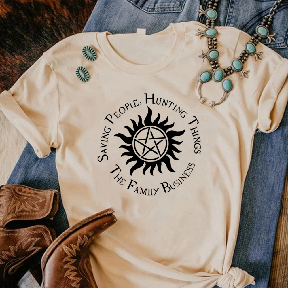 Camiseta sobrenatural para mujer, top japonés de cómic, ropa harajuku femenina