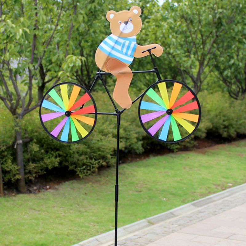 Mooie Handgemaakte Wind Spinner Cartoon Dier Fietsen Tuin Yard Party Camping Windmolen Kids Educatief Speelgoed Verjaardag Festival