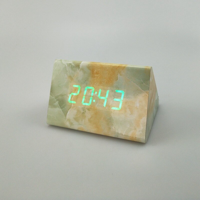 Rechteck Marmor aufbringen Digital Holz LED Temperatur Wecker Holz retro glühen Uhr Schreibtisch Tabelle Dekor Schreibtisch Werkzeuge: W
