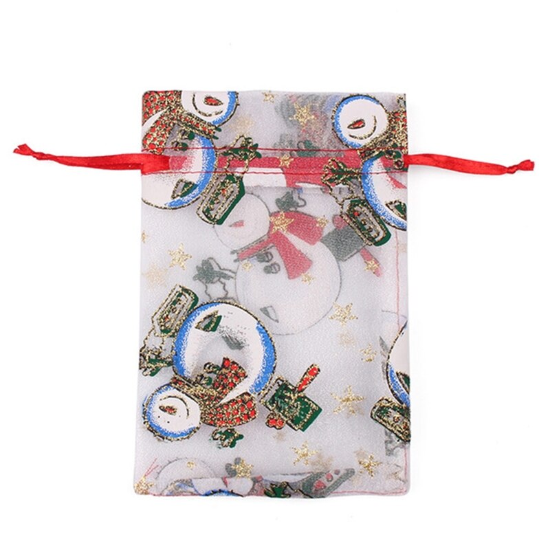 100 stuks kerst organza zakjes snoep doorschijnende zak sieraden bruiloft feest kerst verpakking display zakjes: 08