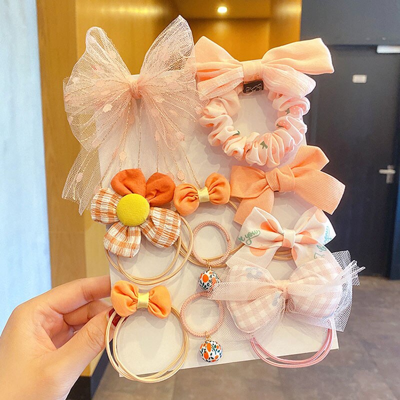 10 Stks/set Kinderen Boog Haarbanden Bloem Plaid Kids Elastische Elastiekjes Scrunchies Hoofddeksels Voor Meisjes Baby Haar Accessoires: 3