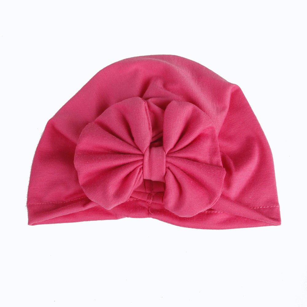 PUDCOCO Mädchen Jungen Baby Art Bowknot Einfarbig dehnbar Turban lässig Hütte Haar Kopf wickeln Kappe: rose rot