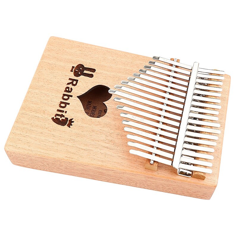 17 Keys Kalimba Thumb Piano with Tune Hammer Wood Hand Finger Piano for Kids Adult Beginners Heart Rabbit Style