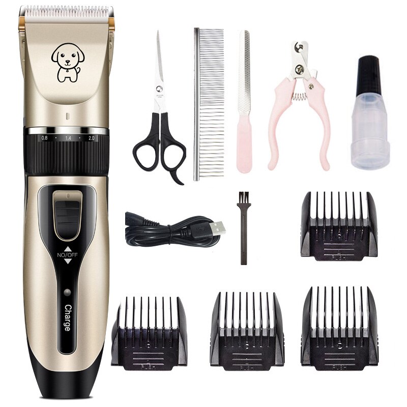 Elektrische hondentrimmer, usb-oplaadbaar, huisdiertrimmer, oplaadbaar, geluidsarm scheerapparaat, trimset voor huisdieren: K5- sets 1