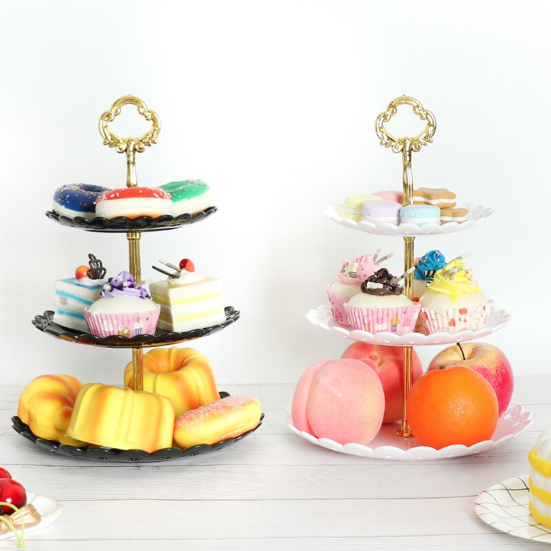 2pcs/set Cake Stand 3 Layers Wedding Cake Plate Stand Dessert Fruits Vegetable Placed Tool Wedding Birthday Party Cupcake Stand