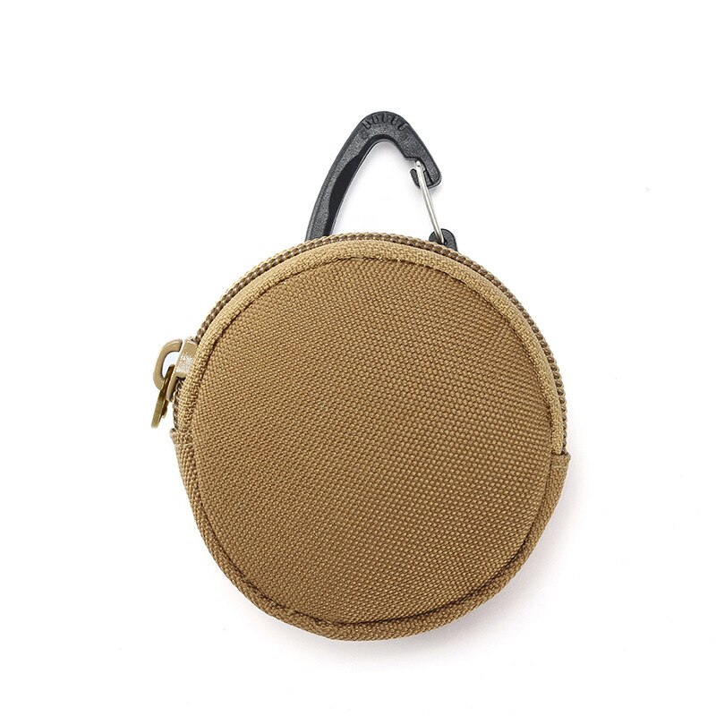 Mini chave redonda carteira pequena moeda bolsa qualidade zíper bolso viagem oxford pano saco com fivela multifuncional fone de ouvido caso: Khaki