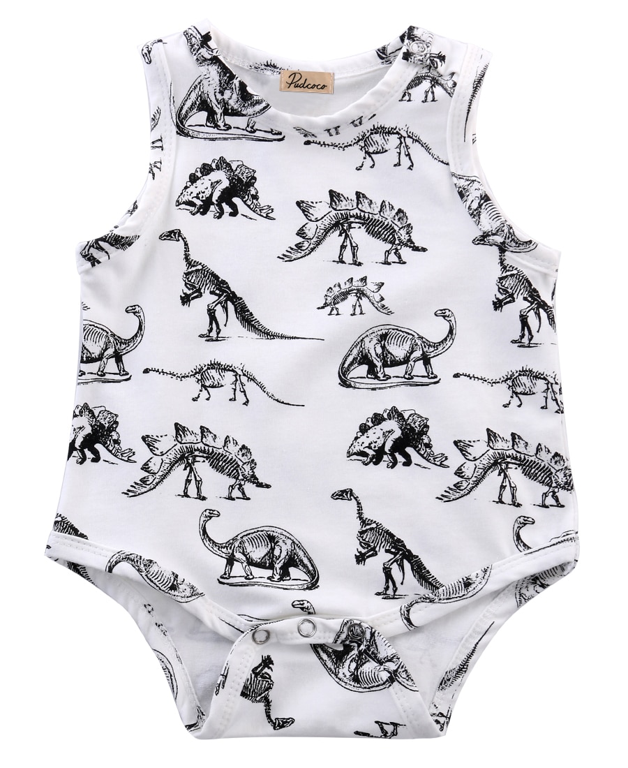 Zomer Romper Baby Baby Meisje Jongen Kleding Dinosaurussen Gedrukt Mouwloze Romper Katoen Outfits Us Au