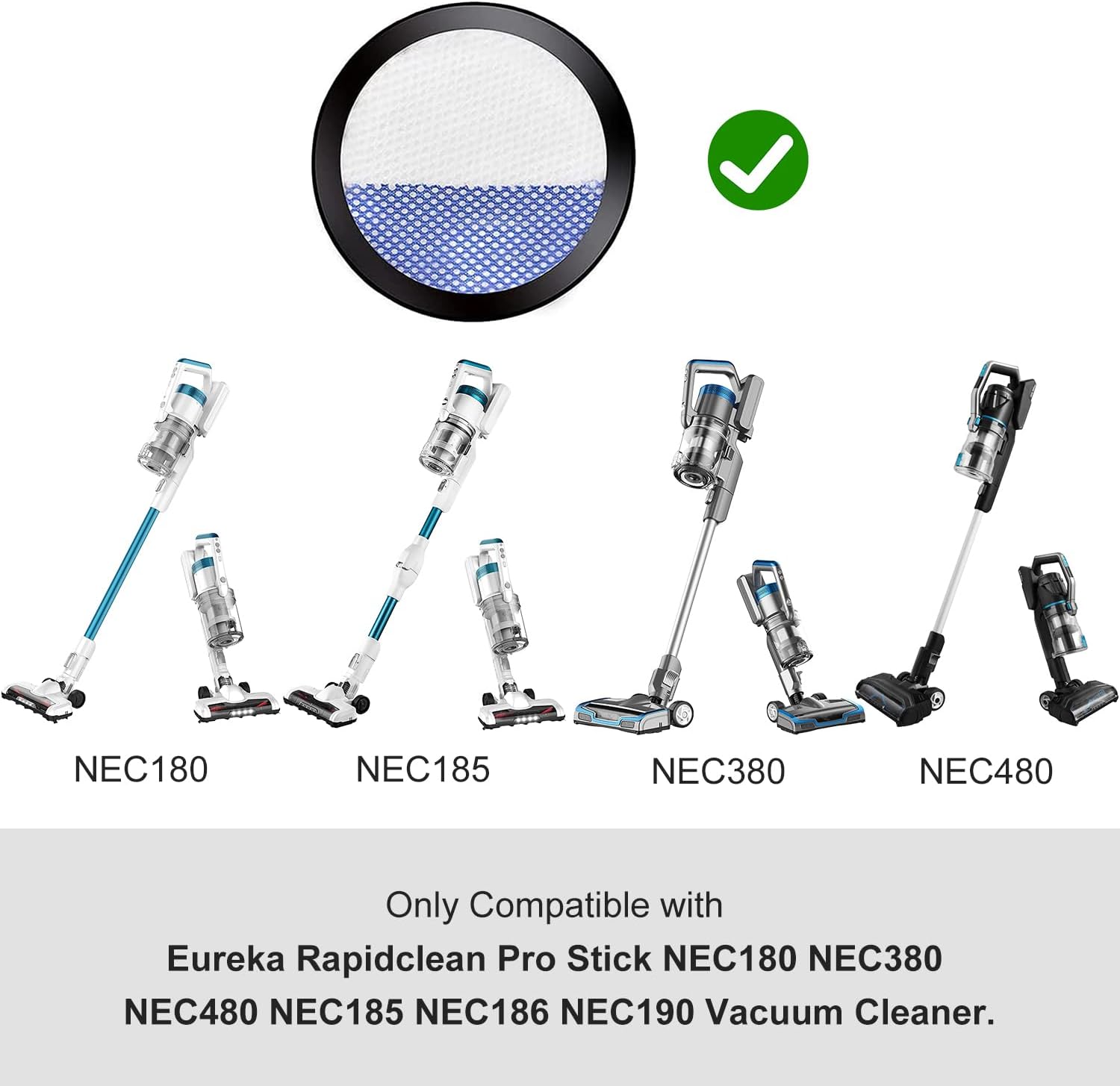 Eureka Filter For RapidClean Pro Cordless Stick Vacuum Cleaner NEC180 NEC185 NEC186 NEC190 Parts Replacement Home Appliance