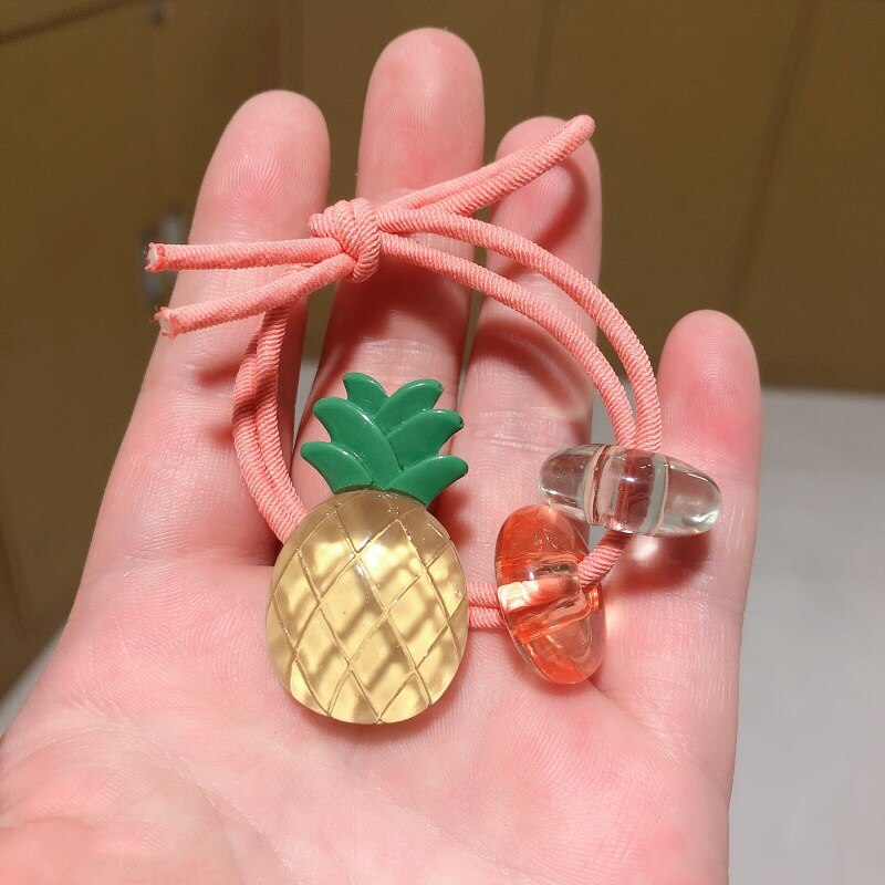 Koreaanse Stijl Meisje Fruit Haar Band Haar Touw Baby Leuke Haar Touw Netto Rode Stropdas Hoofd Haarband Mori Serie eenvoudige Hoofdtooi: F101 2 Pineapple