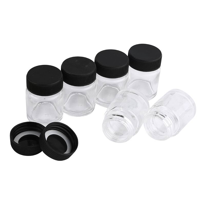 10 Stks/set Lege 22cc Glazen Pot Flessen Met Plastic Deksels Vervanging Potten Opslag Verf Flessen Airbrush Deksel Adapter Assemblages