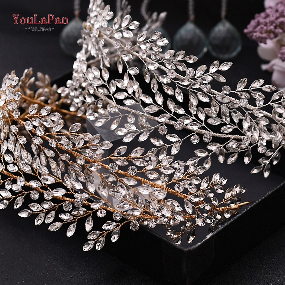 Youlapan HP308 Strass Bruids Haar Sieraden Bridal Tiara Diamanten Bruiloft Hoofddeksel Bridal Crown Silver Crystal Hoofdbanden