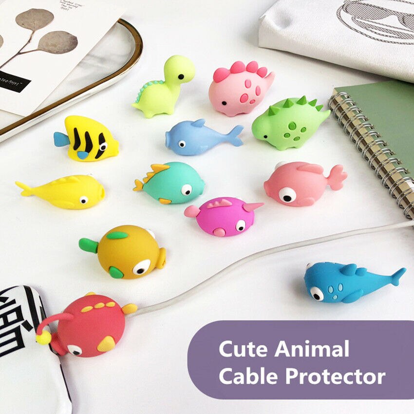 1Pc Phone Charging Cable Organizer Cute Animal Bite Wire Cord Protector Winder Cover for Phone Cable Protection Accessories