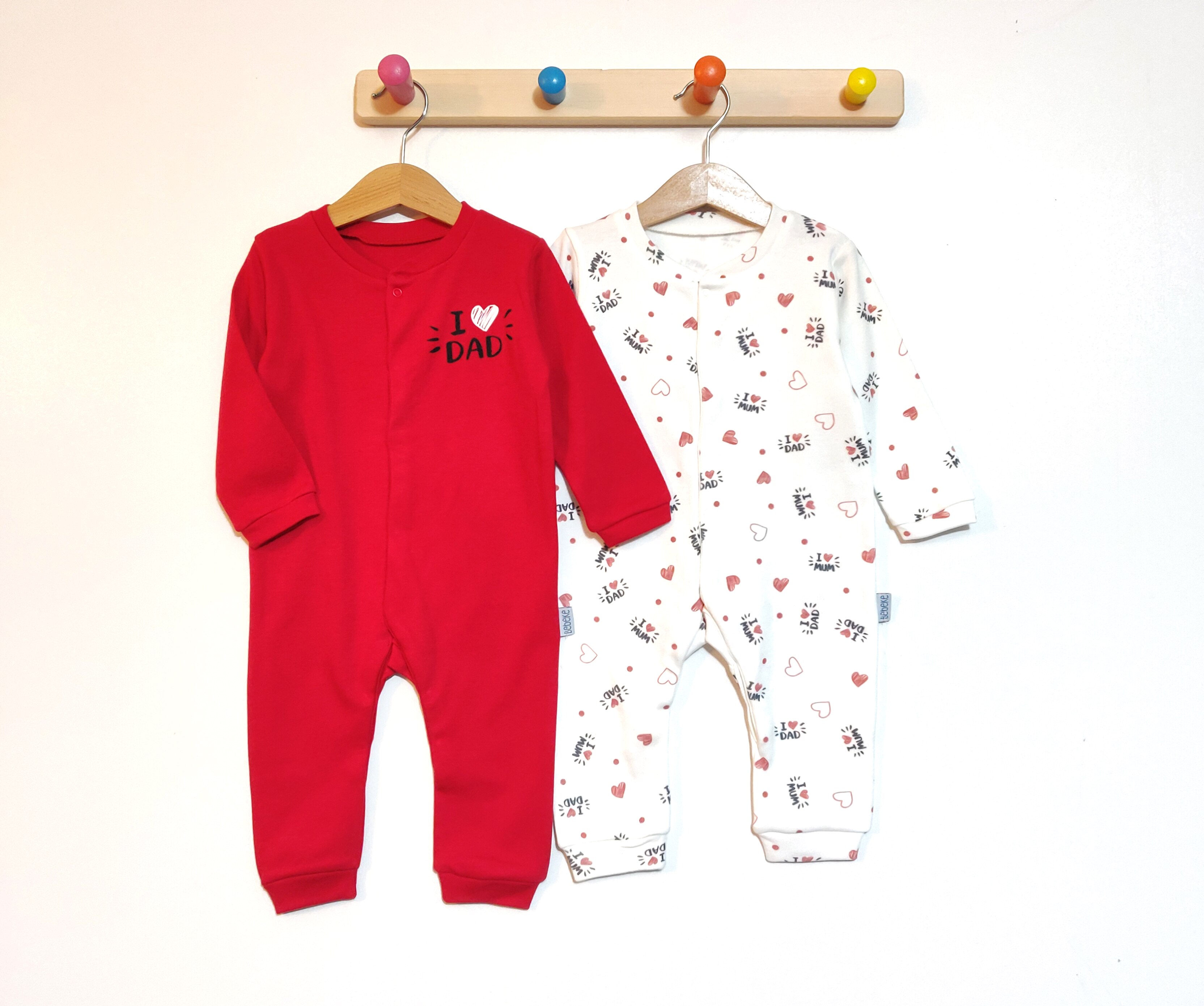 Bebeke 2'li % 100 pamuk bebek pijama takımı