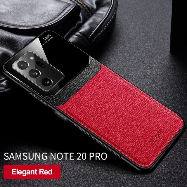 Luxe Pu Leather Case Voor Samsung Galaxy Note 20 Ultra Case Hard Pc Siliconen Shockproof Cover Cases Voor Samsung Note20 note 20: For Note 20 Ultra / Red