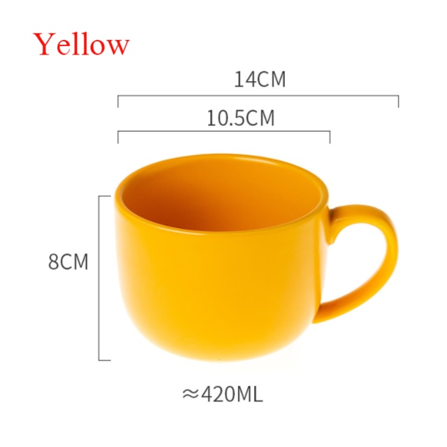 Keramische Nordic Ontbijt Cup Creatieve Havermout Melk Cup Grote Capaciteit Microwavable Grote Buik Mok Drinkware Huishoudelijke: Yellow