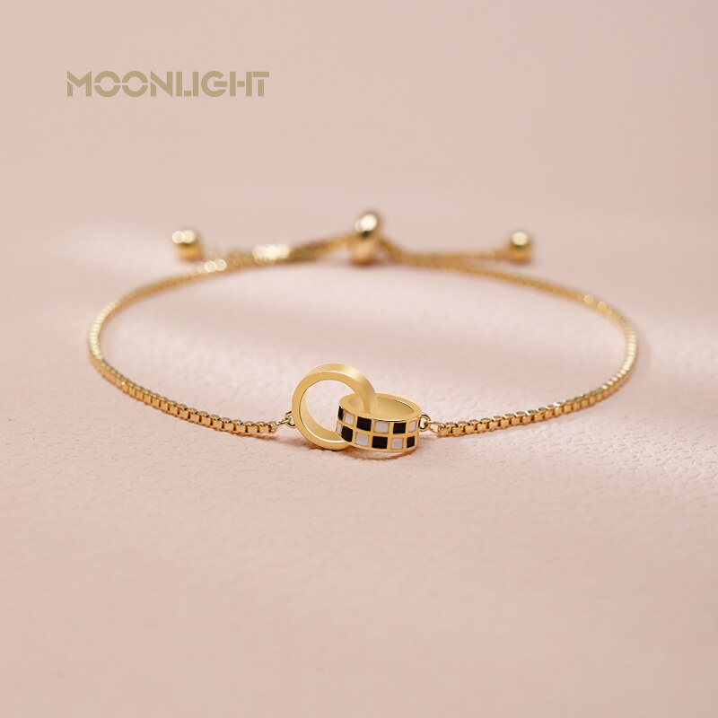 MONDLICHT Neue Schwarz und Weiß Schachbrett Armbänder Für Frauen 2022 modisch Einstellbar Armbänder Party Fsahion Schmuck Браслеты: Rötlich braun