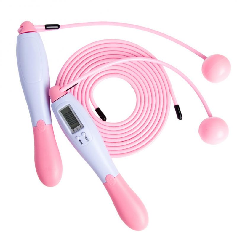 Dual-purpose Adjustable Jump Rope Intelligent Electronic Counting Rope Skipping Sports Fitness Cordless Steel Wire Skipping Rope: 09-Pink