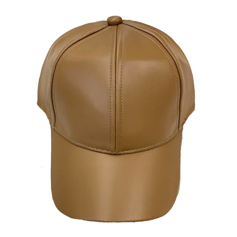 Damer og menn hatt pu skinn baseballcaps visir lys brett solid herre hiphop-caps utendørs solhatt justerbare sportscapser: Khaki