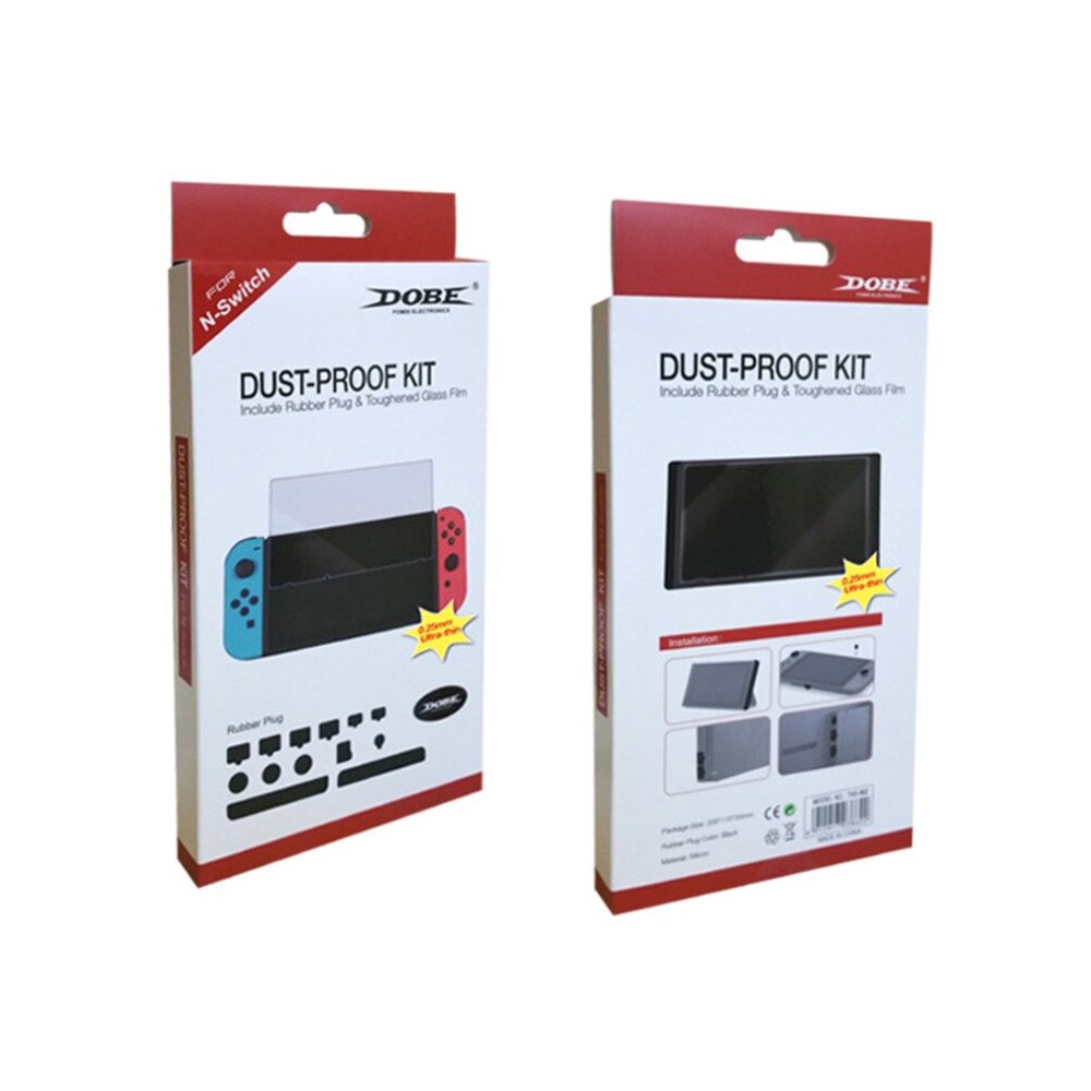 Ensemble d'accessoires de Console de jeu OCDAY Kit anti-poussière + Film de protection d'écran en verre trempé de dureté pour Console NS de commutateur