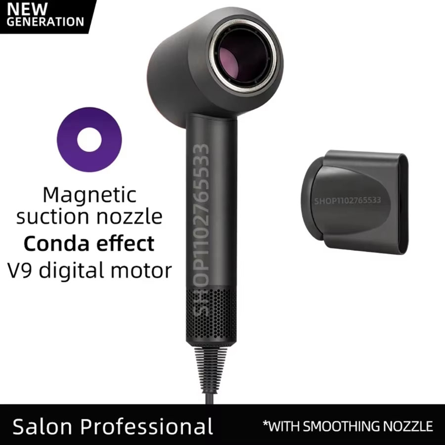 Secador de pelo iónico eléctrico 5 en 1, secador de pelo sin aspas de alta velocidad, secador de pelo de iones negativos de 1,8 M, secador de pelo súper sin hojas: Chocolate