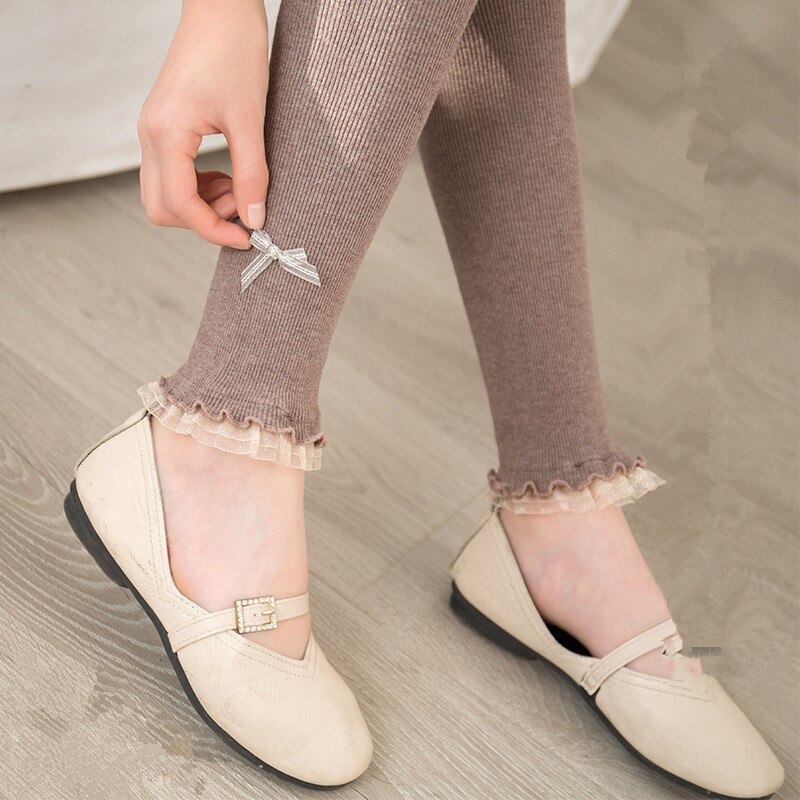Meisjes Panty Panty Kousen Kant Rand Lente Herfst Dunne Panty Kinderen Leggings Negen Punt Broek Baby Meisje Dans Sokken