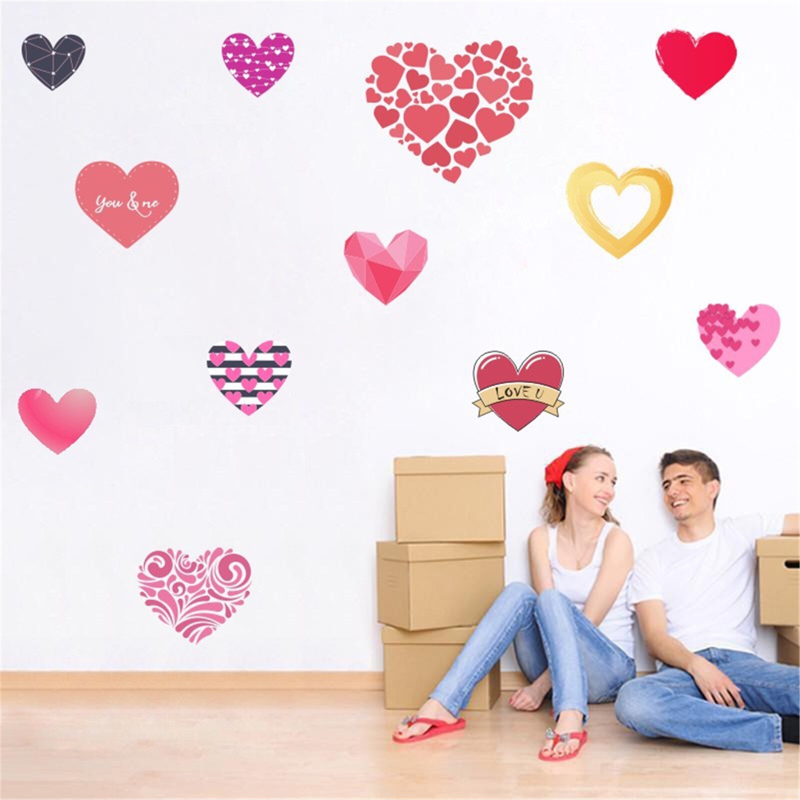 25 # Valentijnsdag Muursticker Liefde Venster Sticker Koelkast Muurstickers Romantische Rode Diy Liefde Hart Bruiloft Decoratie