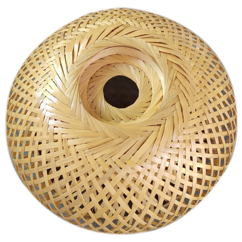 Bambou osier rotin abat-jour tissé à la main Double couche bambou dôme abat-jour asiatique rustique japonais lampe