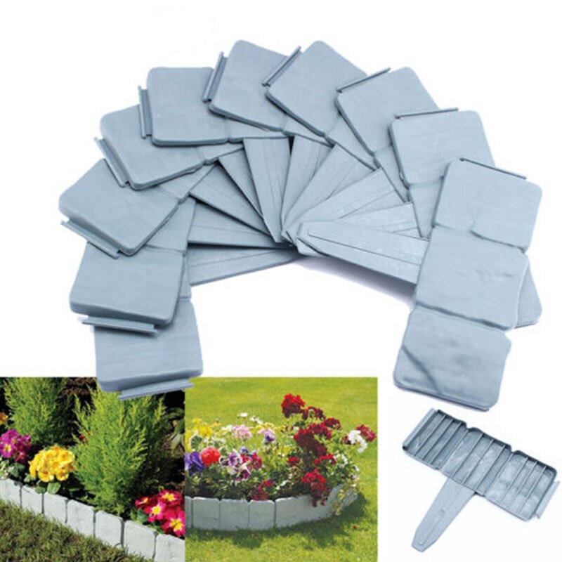 Plastic Garden Border 22.5*25.5*2CM Stone Gardens Cobbled Beautiful Garden Fence Practical Gray Lawn Gardening Plant Courtyard
