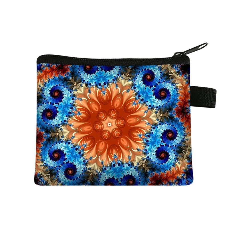 Møntpung dame lille pung dame flerfarvet mønster sød møntpose mandala blomsterprint id kreditkort etui mini møntholder: Lilla