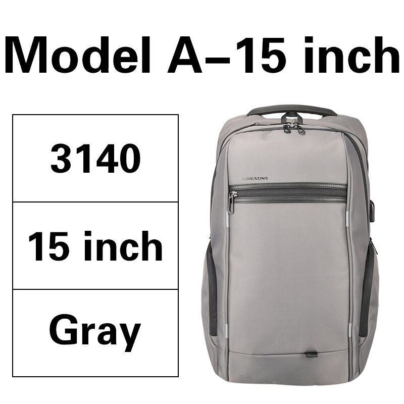 10% Off Best Selling Kingsons 13.3 15.6 17.3 inch Laptop Backpack Men Women Student Business Leisure Travel Backpack School Bag: Model-A-15inch gray