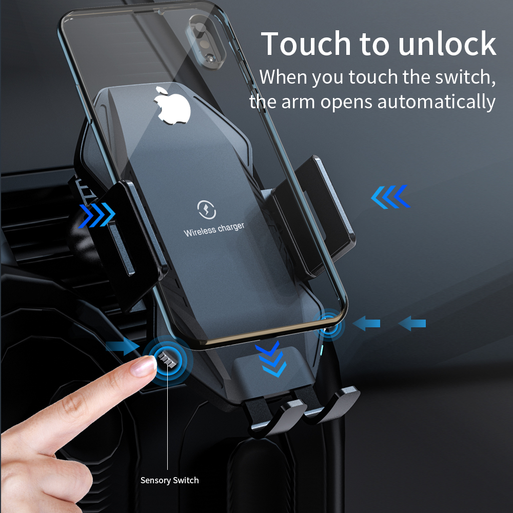 Cargador de coche inalámbrico NTONPOWER Qi, carga rápida de 10W para iPhone 11 XS X 8, cargador inalámbrico inteligente de infrarrojos para coche, soporte de teléfono