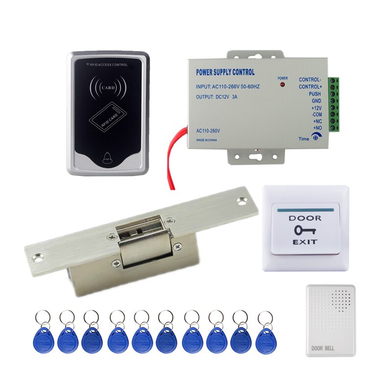 1000 Users Swipe Card Without Keyboard To Access RFID 125KHZ ID Card Reader Electronic Door Lock DC12V Control System Package