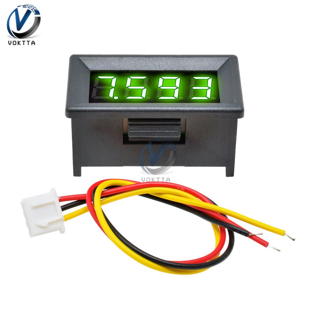 Dc 0-100V 4 Bits Mini Digitale Voltmeter Digitale Display Led Panel 0.36 Inch Drie Draden Elektrische Spanning meter Tester Met Shell: Green with shell