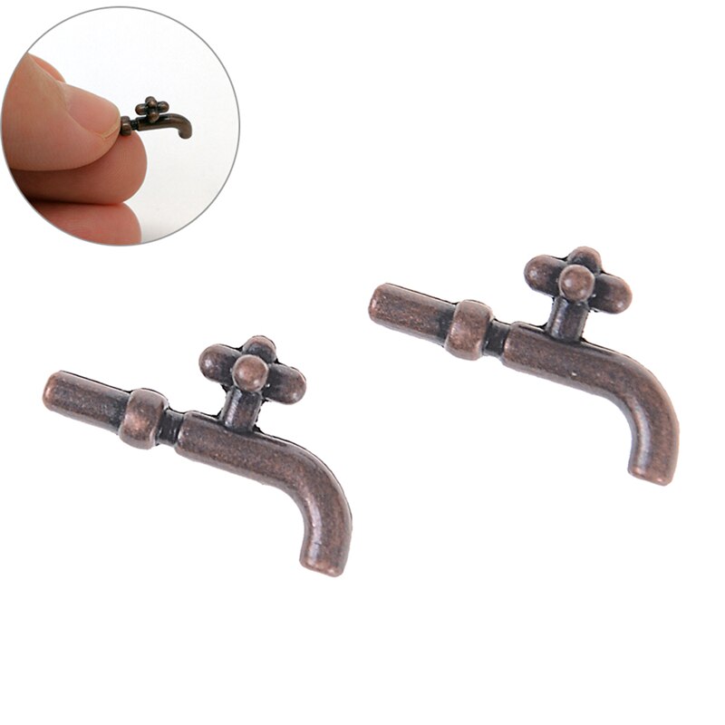 2PCS 1:12 Miniature Metal/Plastics Water Tap Faucet Dollhouse Bathroom Accessories Dollhouse Miniature Faucet 10 styles