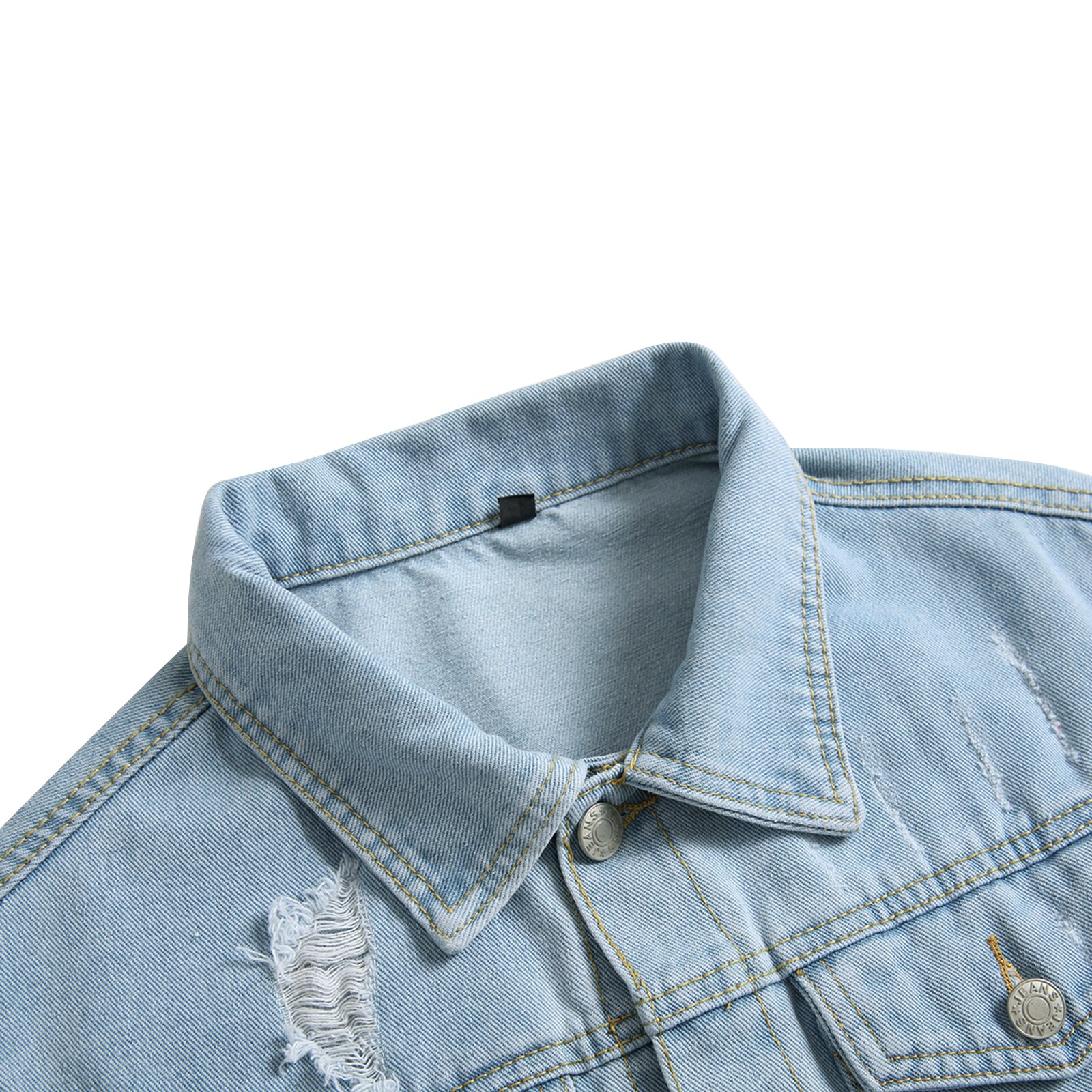Chaqueta vaquera de manga larga para hombre, abrigo informal con personalidad, Color sólido, con cuello rasgado y bolsillo