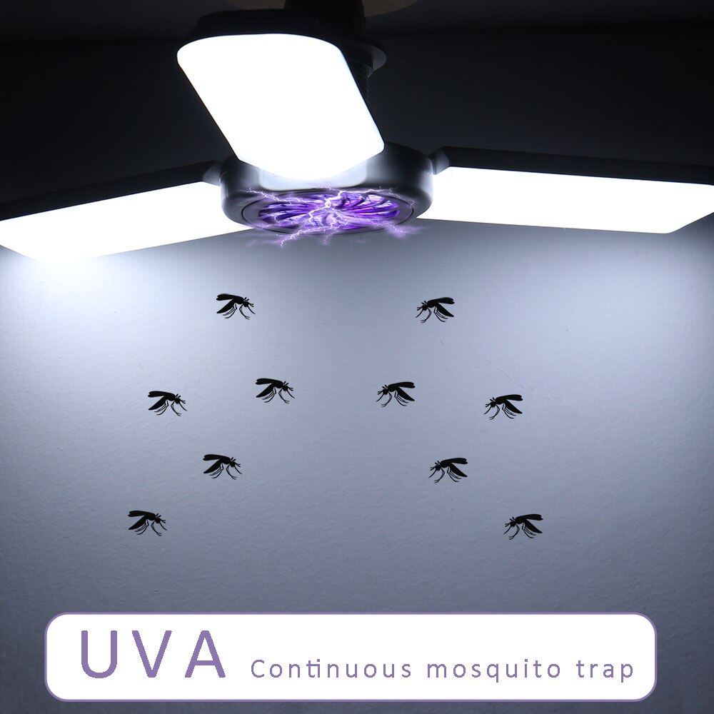 Sammenklappelig struktur mosquito dræber lampe  e27 led pære 45w husstand strålingsfri myg dræber lys