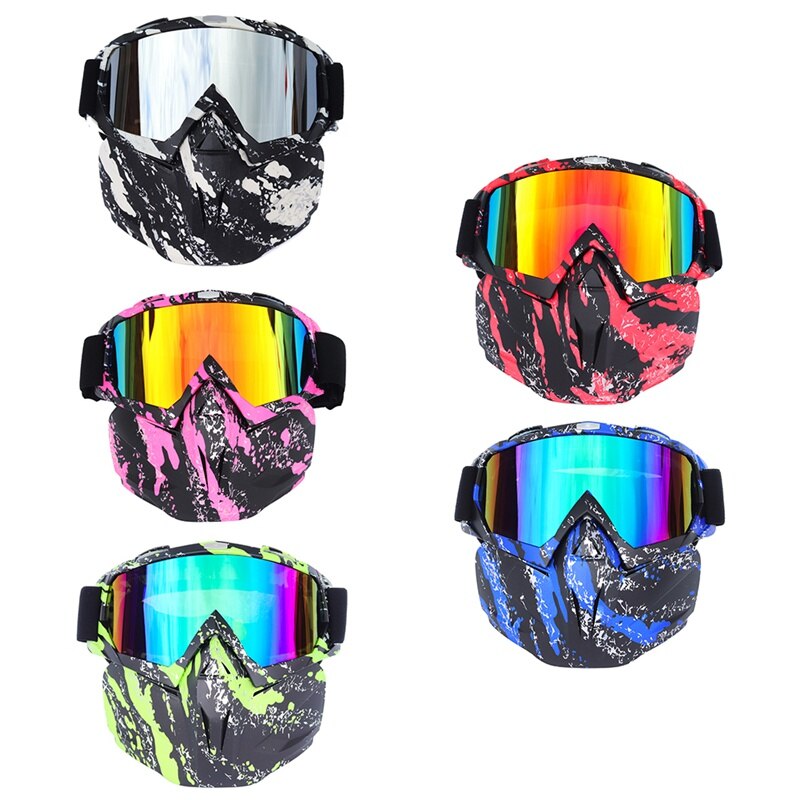 Ski snowboard bril gezichtsmasker offroad bril skibril afneembaar harley bril masker bril sneeuwbril wintersportbril