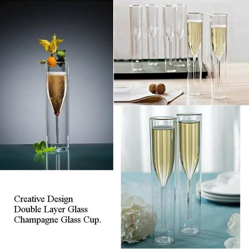 Double-layer Cocktail Glass European Style Tulip Winebowl Champagne Glass Glass Crystal Sparkling Glass
