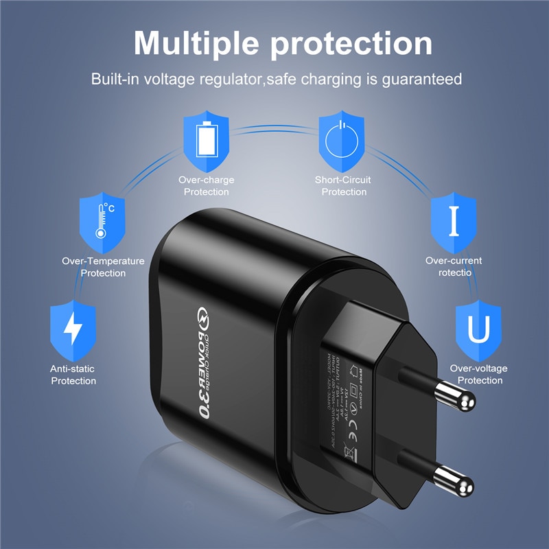 3A USB Ladegerät Schnell Ladung 3,0 Für iPhone 12 Pro Für Samsung Xiaomi EU/UNS Wand Handy Ladegerät adapter QC 3,0 Schnelle Lade