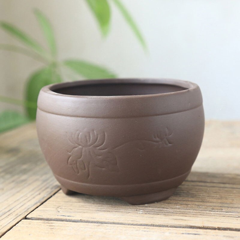 Maceta de cerámica negra para quemar plantas, crisantemo suculento, decoración de jarrón transpirable, ciruela, bambú de Orquídea: 10x6.5cm