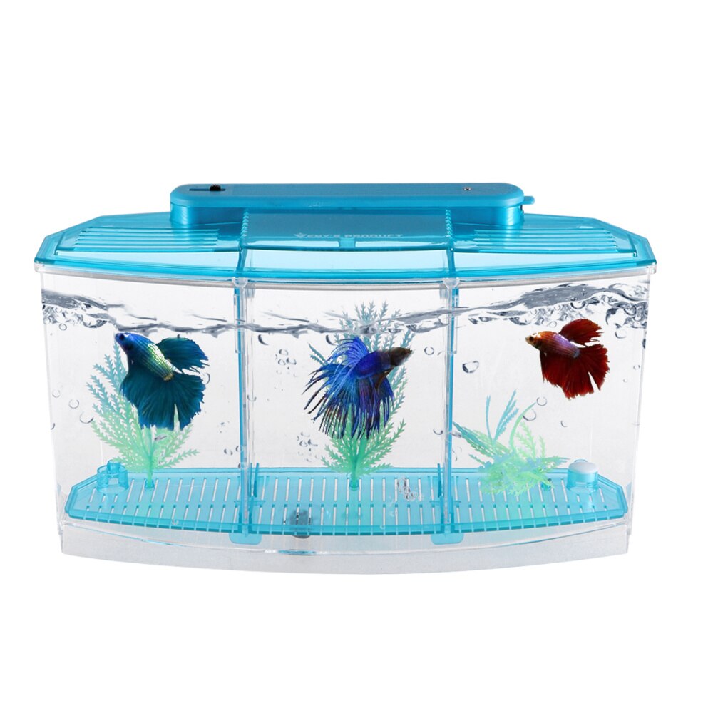 Mini Fish Tank Self-Cleaning Desktop Mini Ecological Goldfish Tank Square Hatching Seedlings Aquariums for Home Shop (Purple)