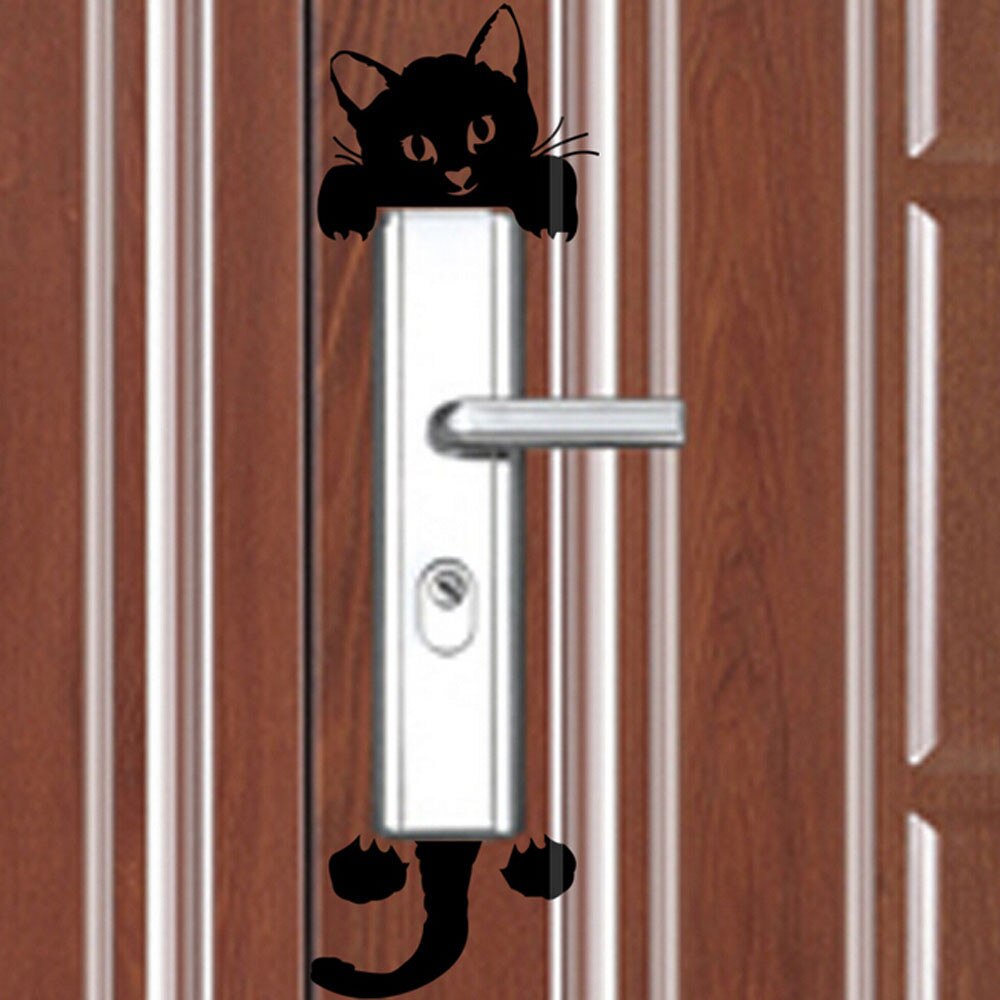 Adhesivos de gato para pared de color negro, pegatinas de gatito gracioso y mono interruptor, para decoración del hogar, sala de estar, dormitorio y baño
