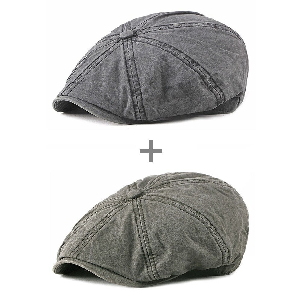 [AETRENDS] de Denim de algodón octogonal sombreros para hombres de Ivy Gatsby taxista conducción sombrero gorra Z-6833: Black and Army Green