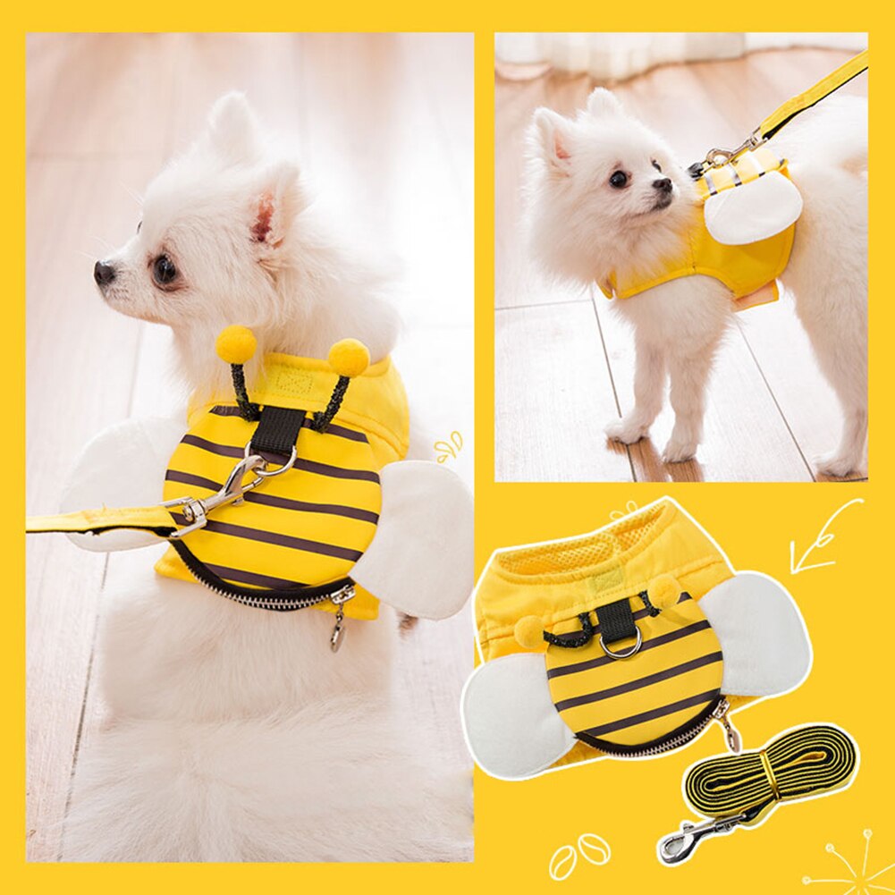 Leuke Bee Hond Harnas Vest Kraag Ademend Borstband Leash Pet Accessoires Pommeren Kraag Hondenriem Met Tractie