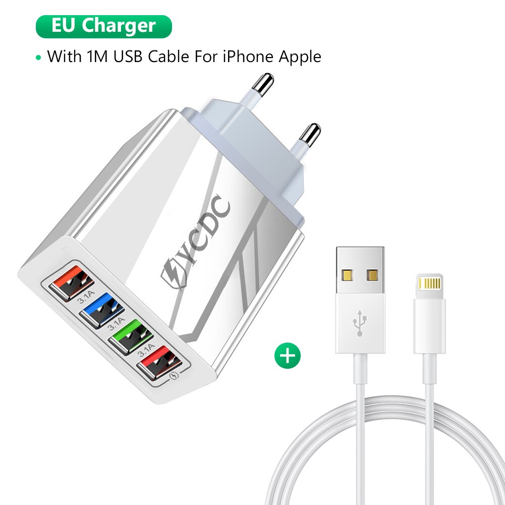 5V 3.5A/2.0A USB Phone Wall Charger Power Adapter EU Plug Universal With Cable for iPhone 13 12 Pro iPad Huawei Samsung: J